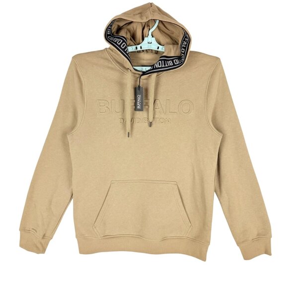 NWT Buffalo David Bitton Men's Pullover Logo Beige Hoodie Sweatshirt Size Medium - Picture 1 of 12